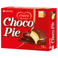 Печенье LOTTE Choco Pie Чоко Пай прослоенное глазированное в картонной упаковке 336 г 12 штук х 28 г