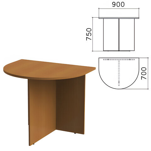 Стол приставной к столу для переговоров 640111 Монолит 900х700х750 мм орех гварнери ПМ19.3