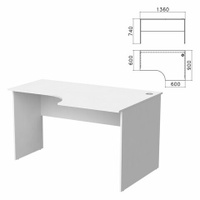 Стол письменный эргономичный Бюджет 1360х900х740 мм правый белый 402663-290