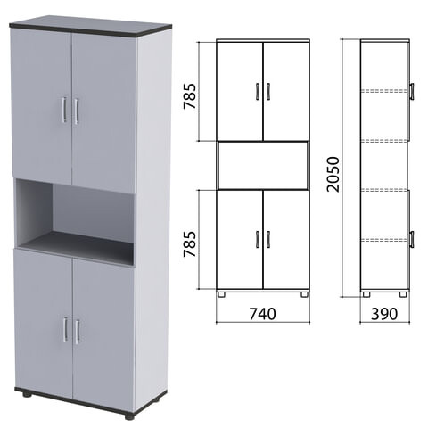 Шкаф полузакрытый Монолит 740х390х2050 мм цвет серый Комплект