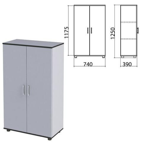 Шкаф закрытый Монолит 740х390х1250 мм цвет серый Комплект