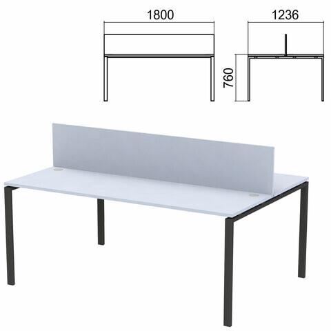 Стол письменный 2-МЕСТНЫЙ на металлокаркасе Арго 1800х1236х760 мм серый Комплект