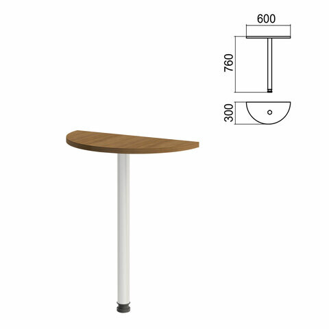 Стол приставной полукруг Арго 600х300х760 мм орех/опора хром Комплект