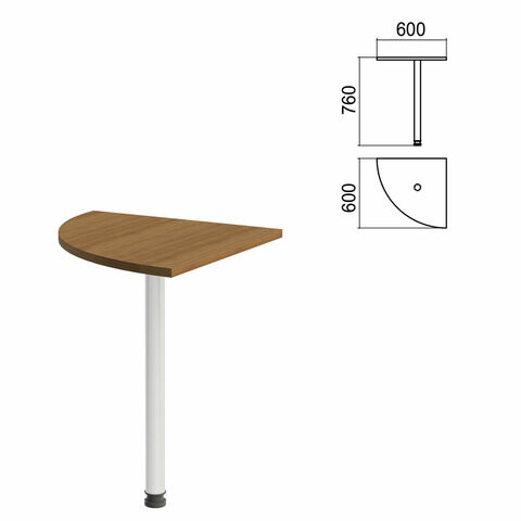 Стол приставной угловой Арго 600х600х760 мм орех/опора хром Комплект