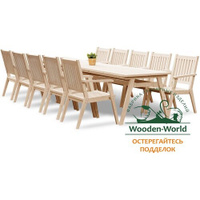 Комплект дачной мебели, 10 Кресел, Стол 3,4м Wooden-World