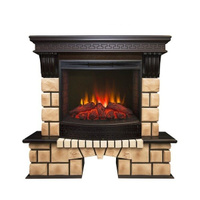 Домашний электрокамин Real-Flame Stone Brick 25/25,5 с очагом Evrika 25,5 LED с искусственным камнем