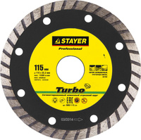 STAYER TURBO 115 мм (22.2 мм, 7х2.4 мм), Алмазный диск, Professional (3662-115)