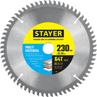 STAYER MULTI MATERIAL 230х32/30мм 64Т, диск пильный по алюминию, супер чистый рез