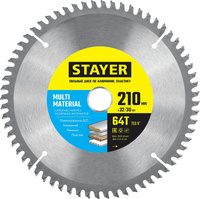 STAYER MULTI MATERIAL 210х32/30мм 64Т, диск пильный по алюминию, супер чистый рез